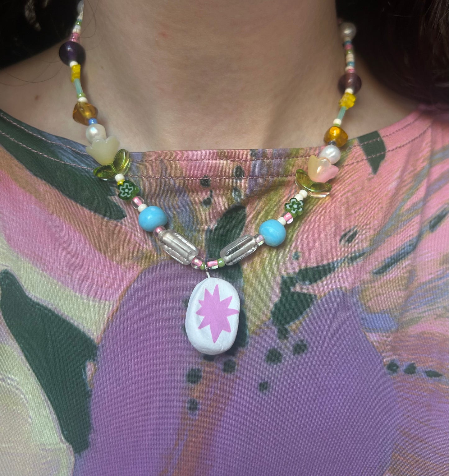 Multicoloured Chunky Bang Charm Necklace
