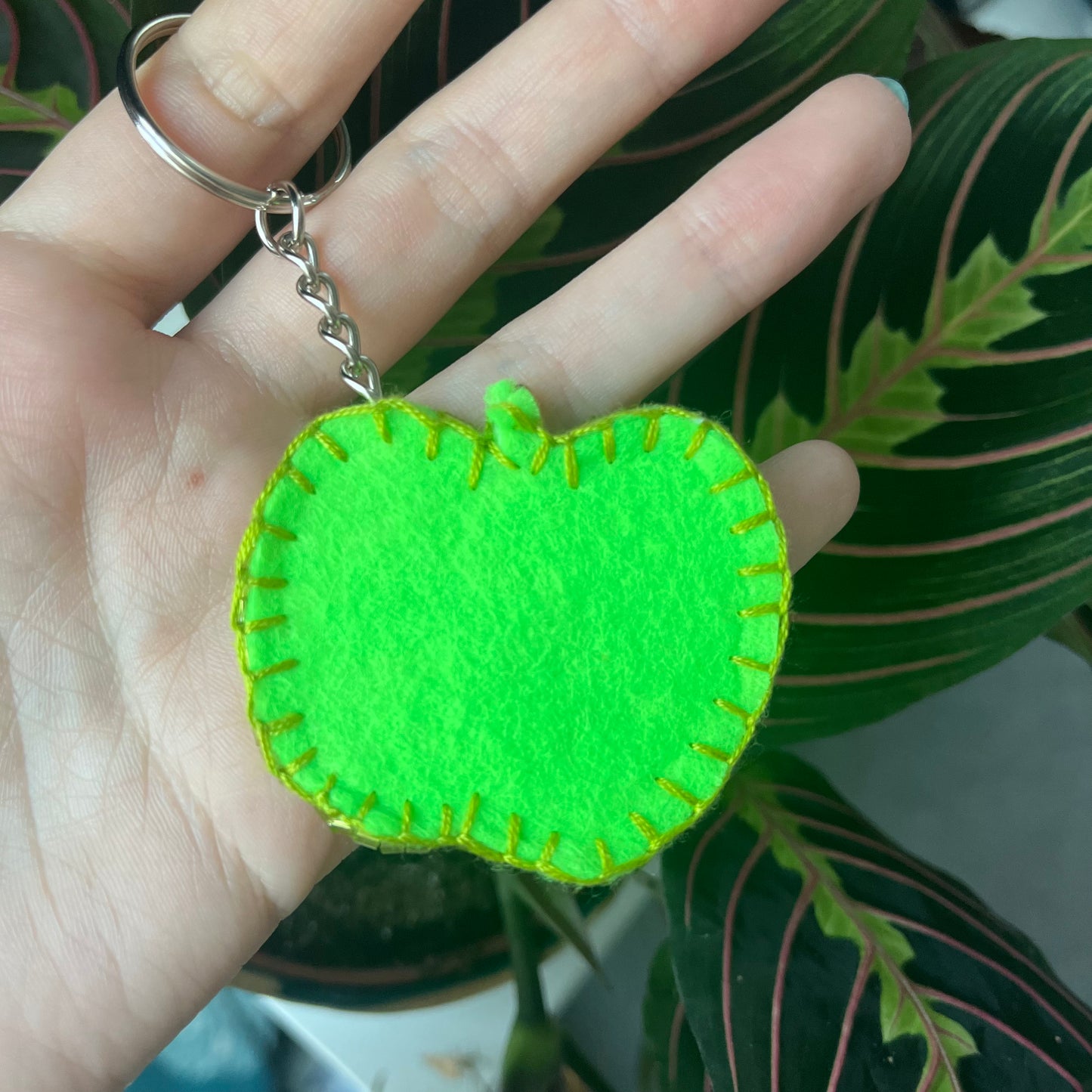 Beaded Green Apple Keyring