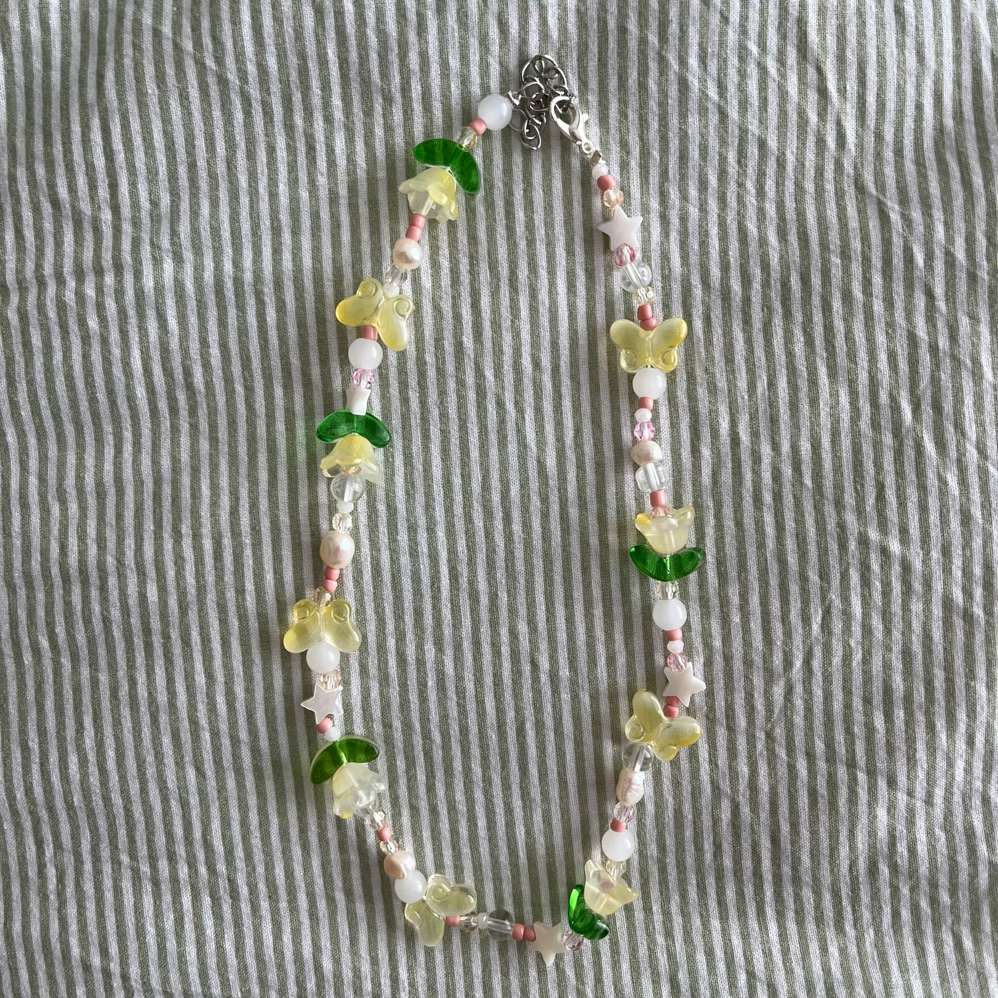 Yellow Chunky Flower and Butterfly Necklace