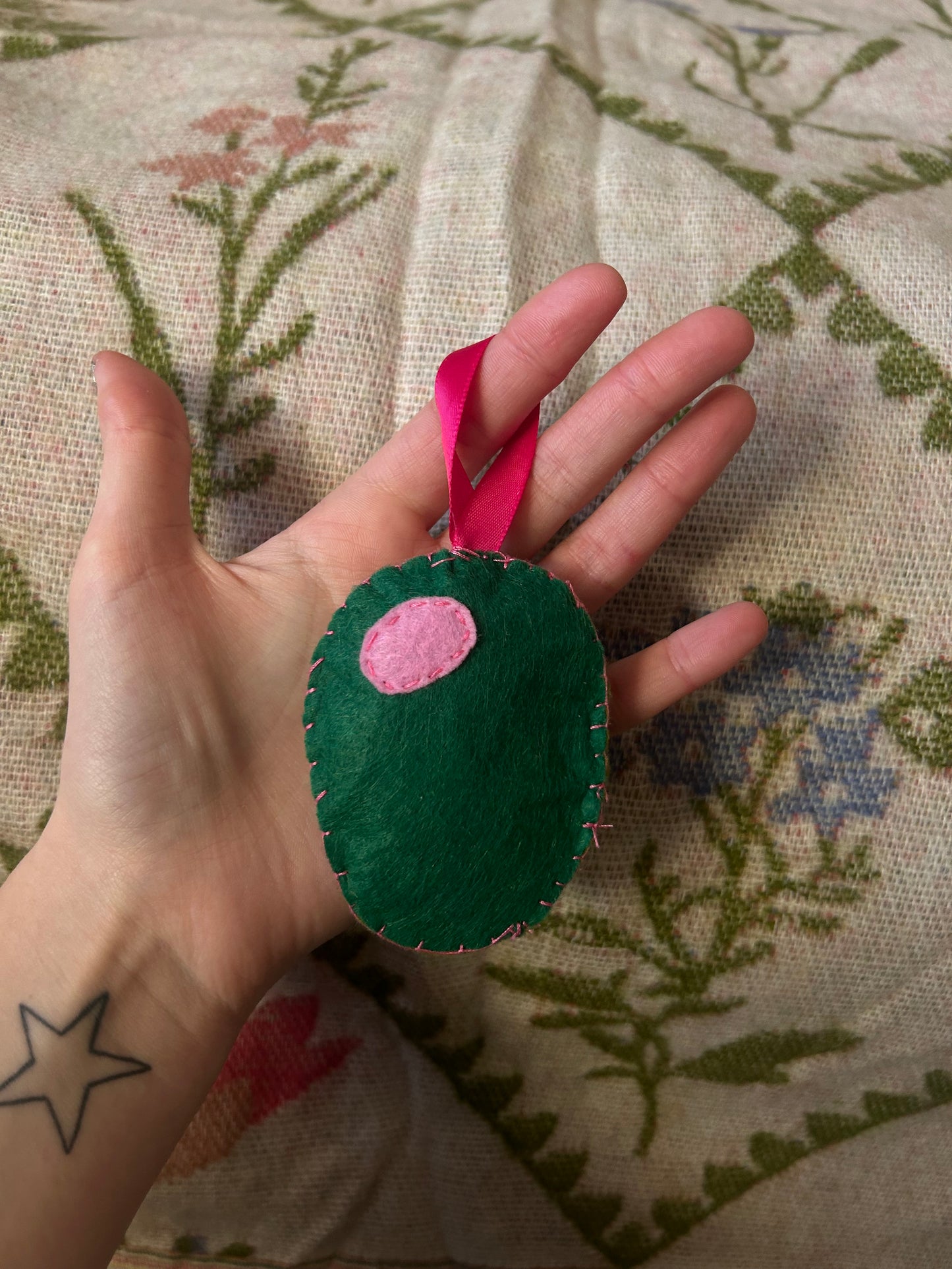 Reversible Olive Felted Hanging