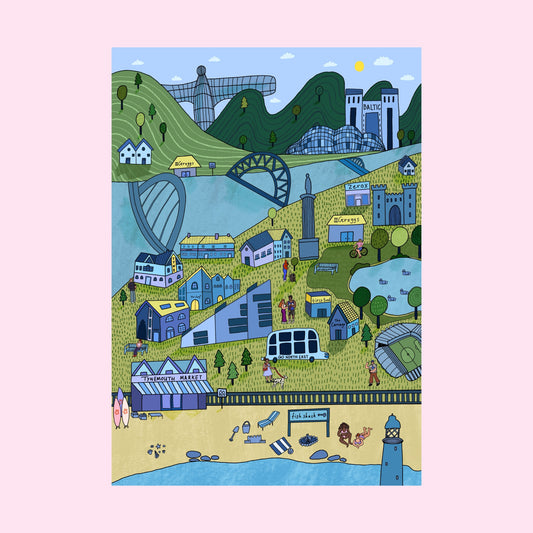 Toon Army - Newcastle Landmarks Geordie A5 Print