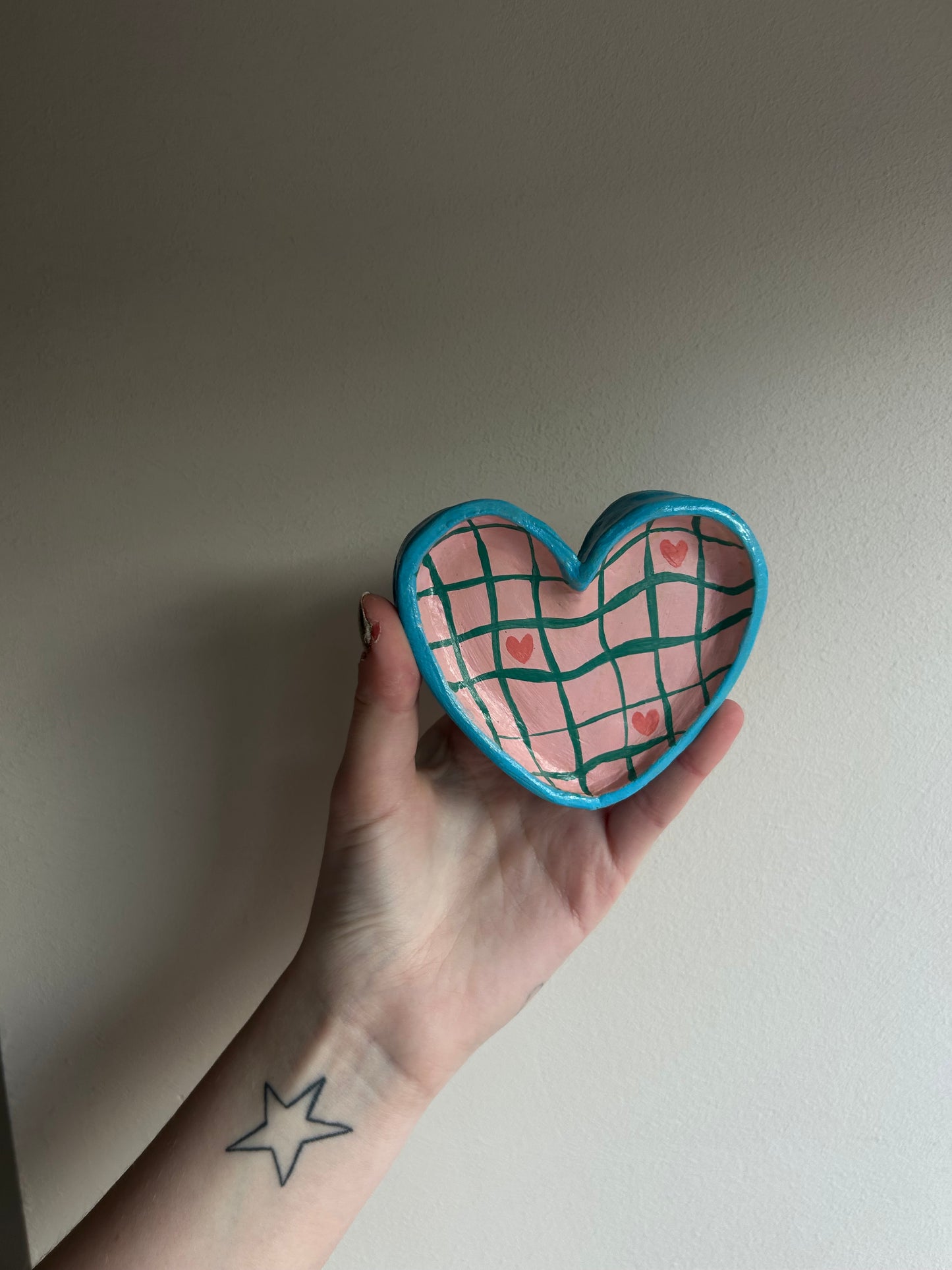 Checkered Heart - Clay Trinket