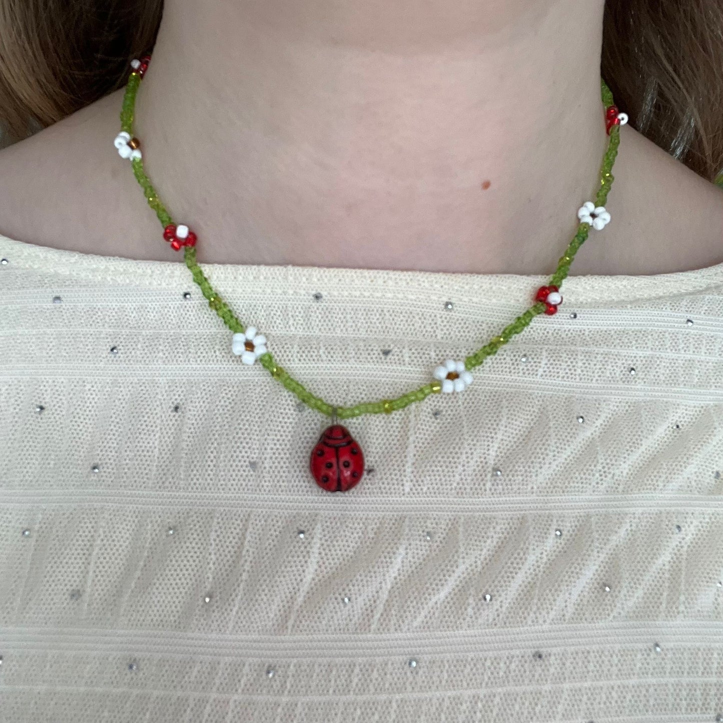 Ladybird Charm Beaded Necklace