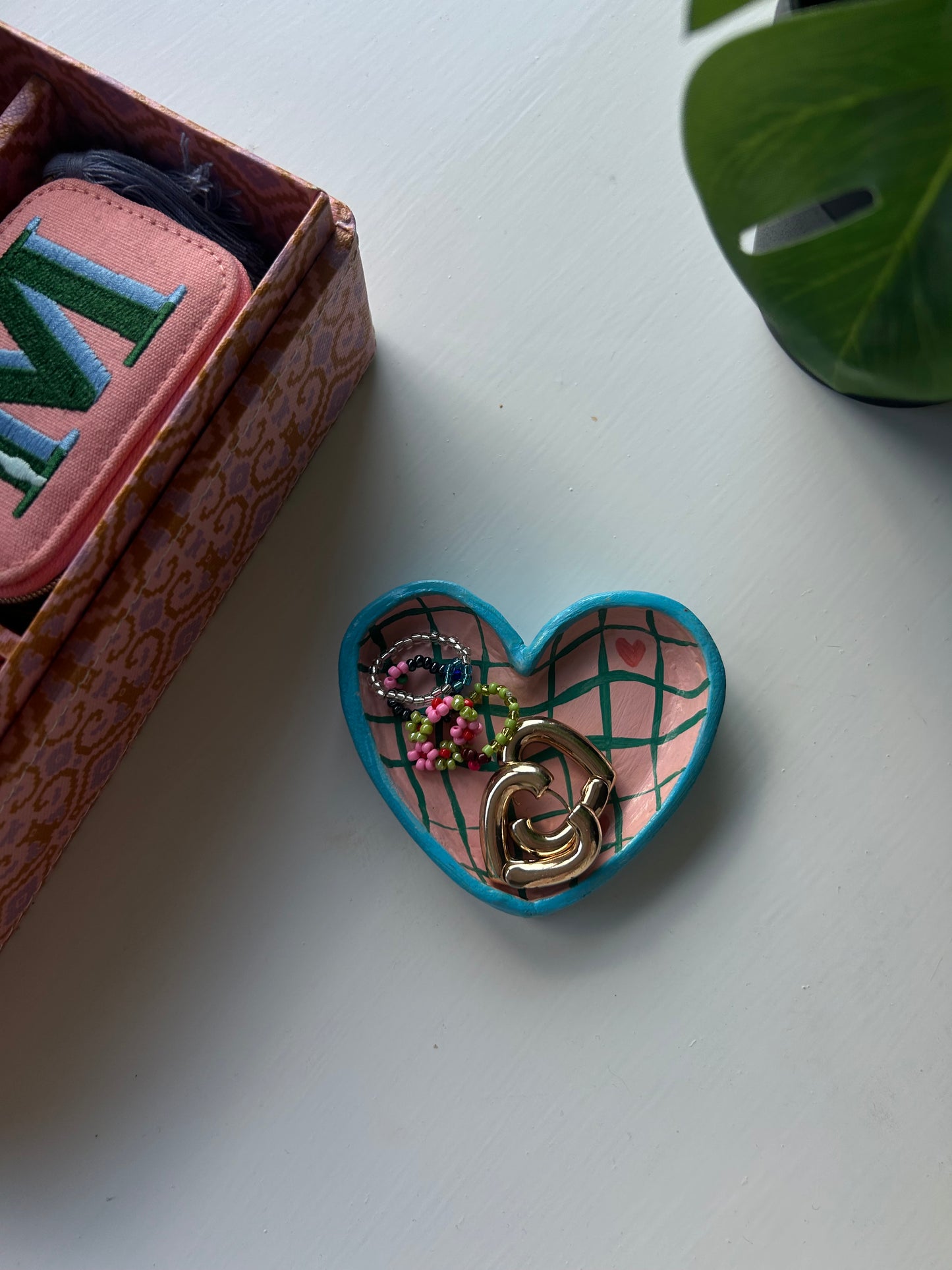 Checkered Heart - Clay Trinket