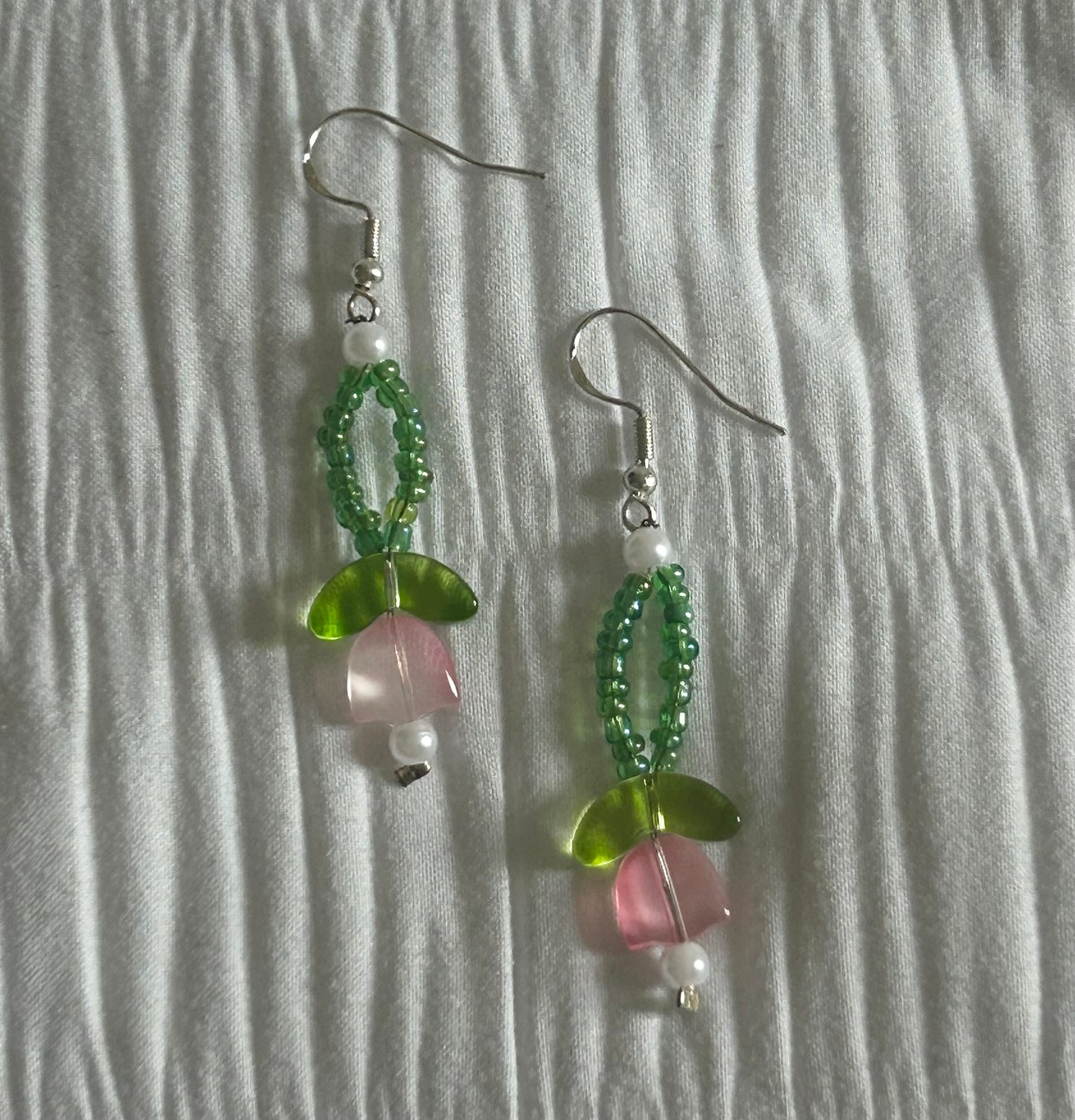 Pink Tulip Loop Earrings