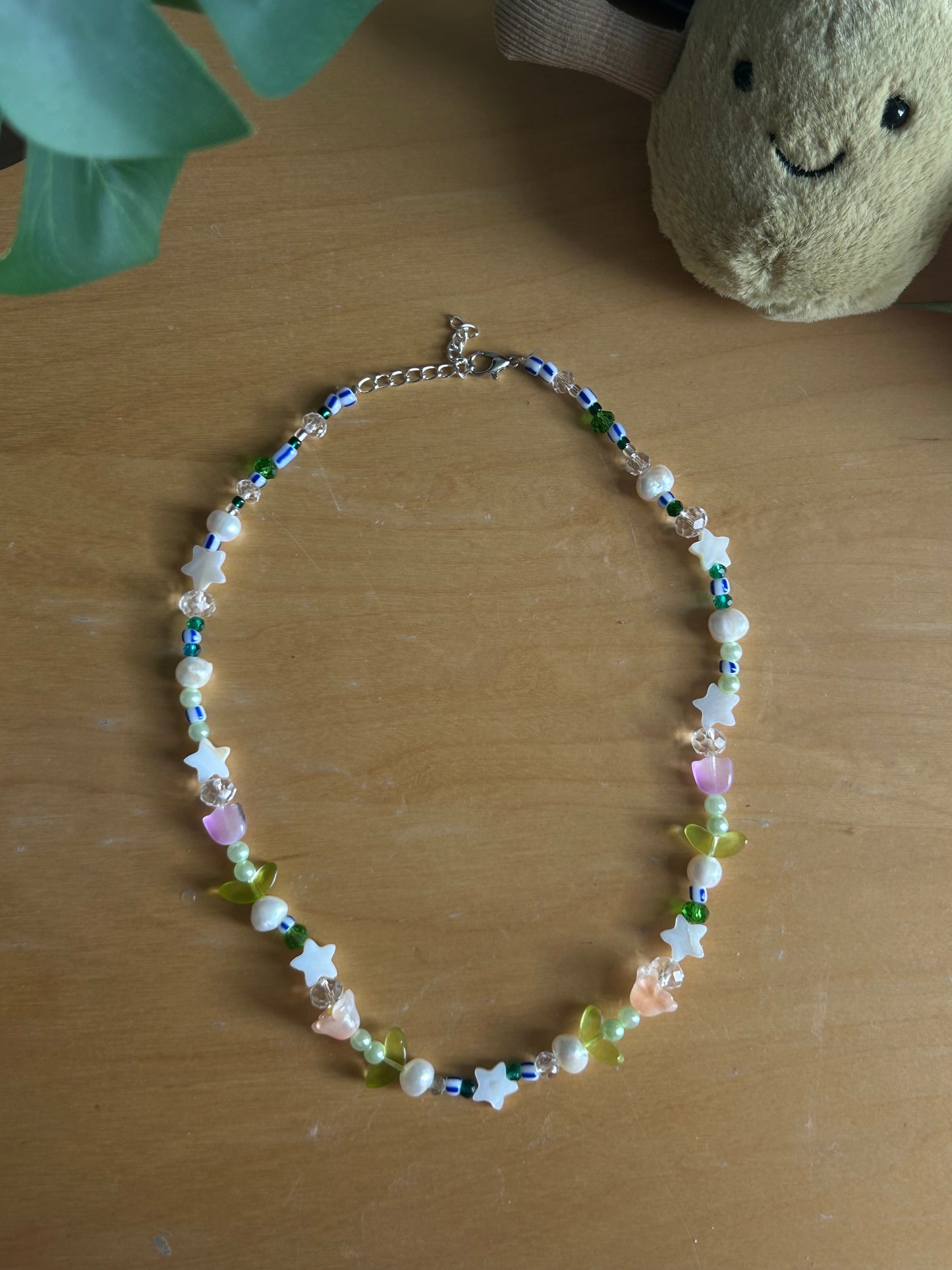 Peach & Purple Chunky Flower Star Necklace