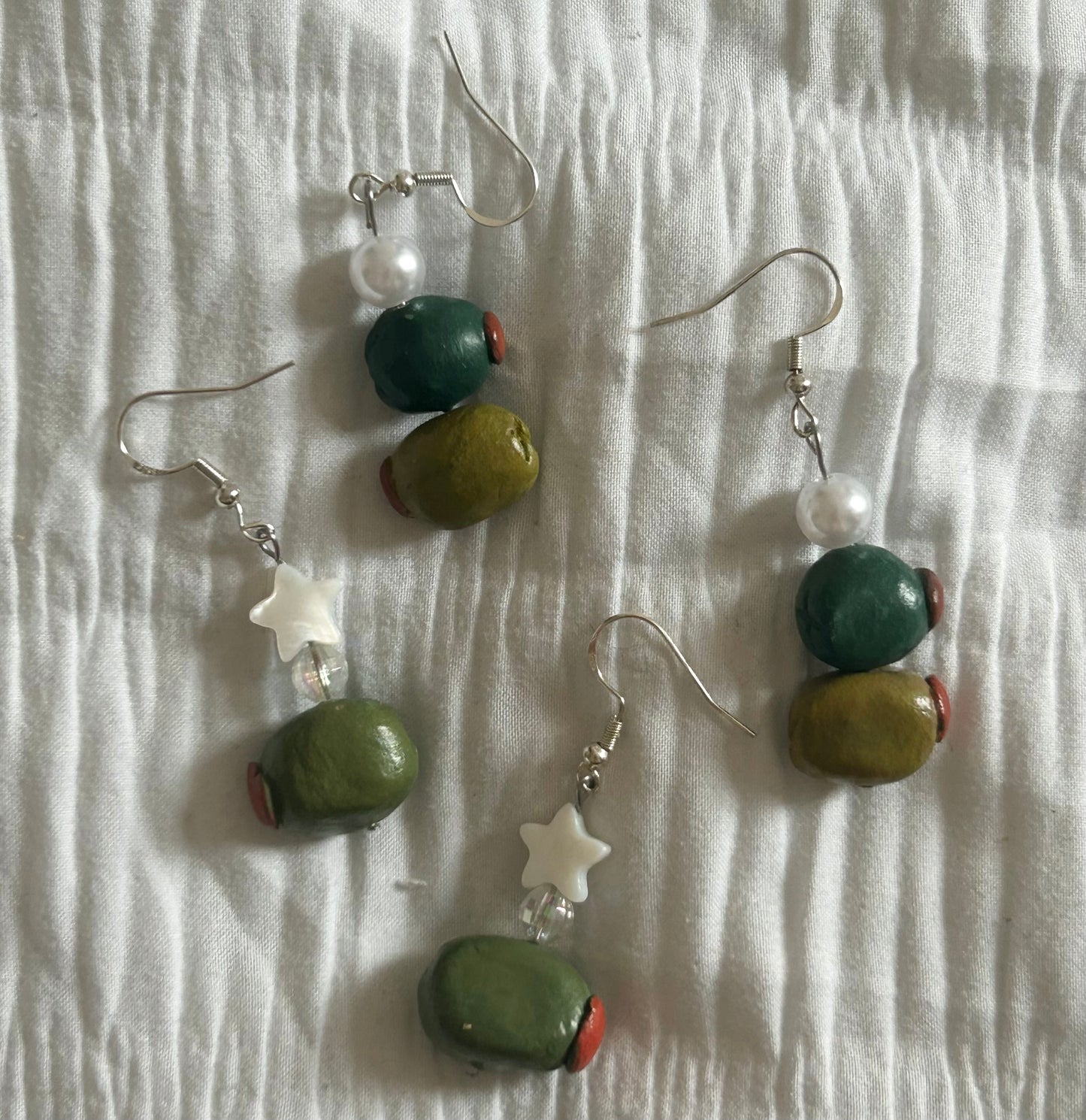 Chunky Olive Ceramic Earrings