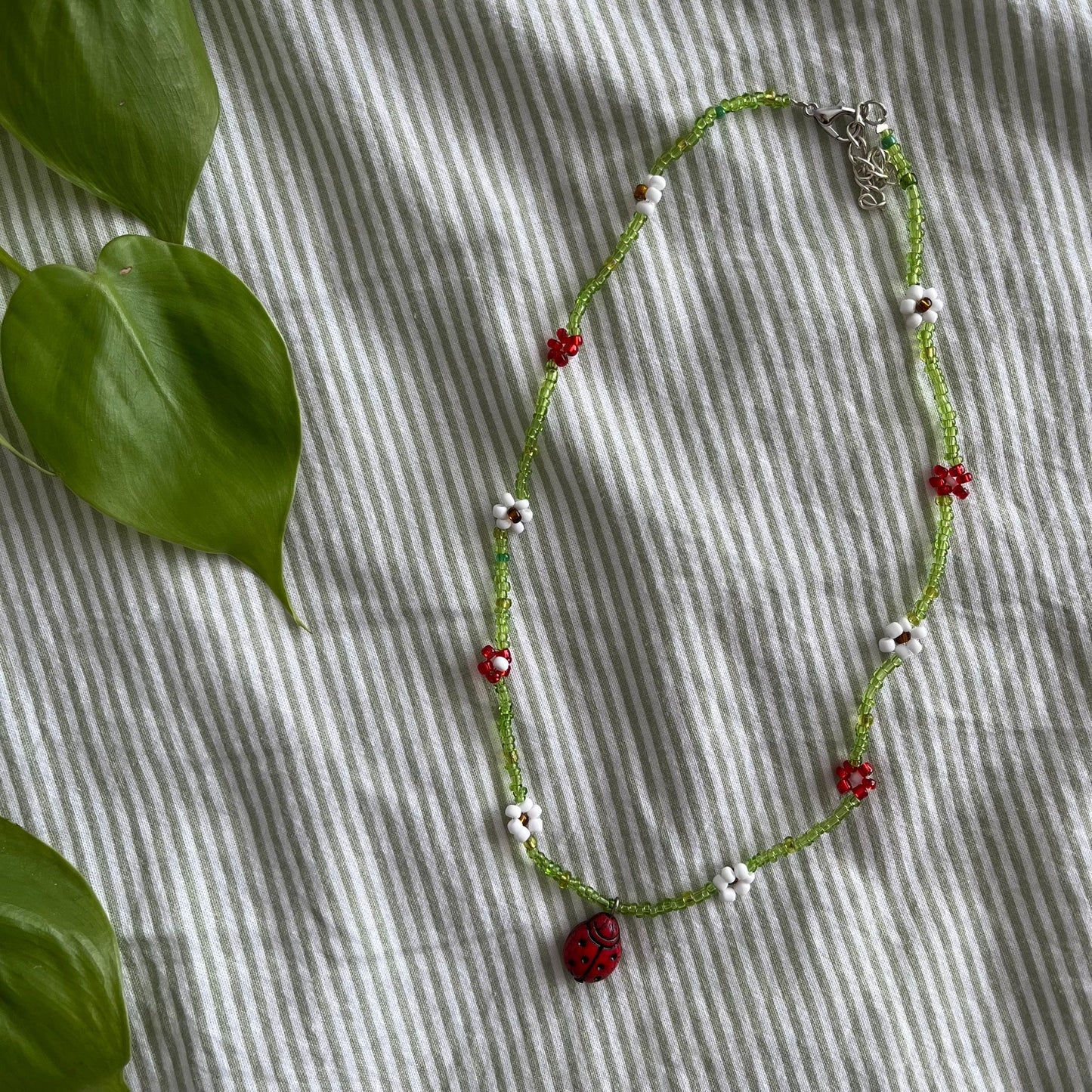 Ladybird Charm Beaded Necklace