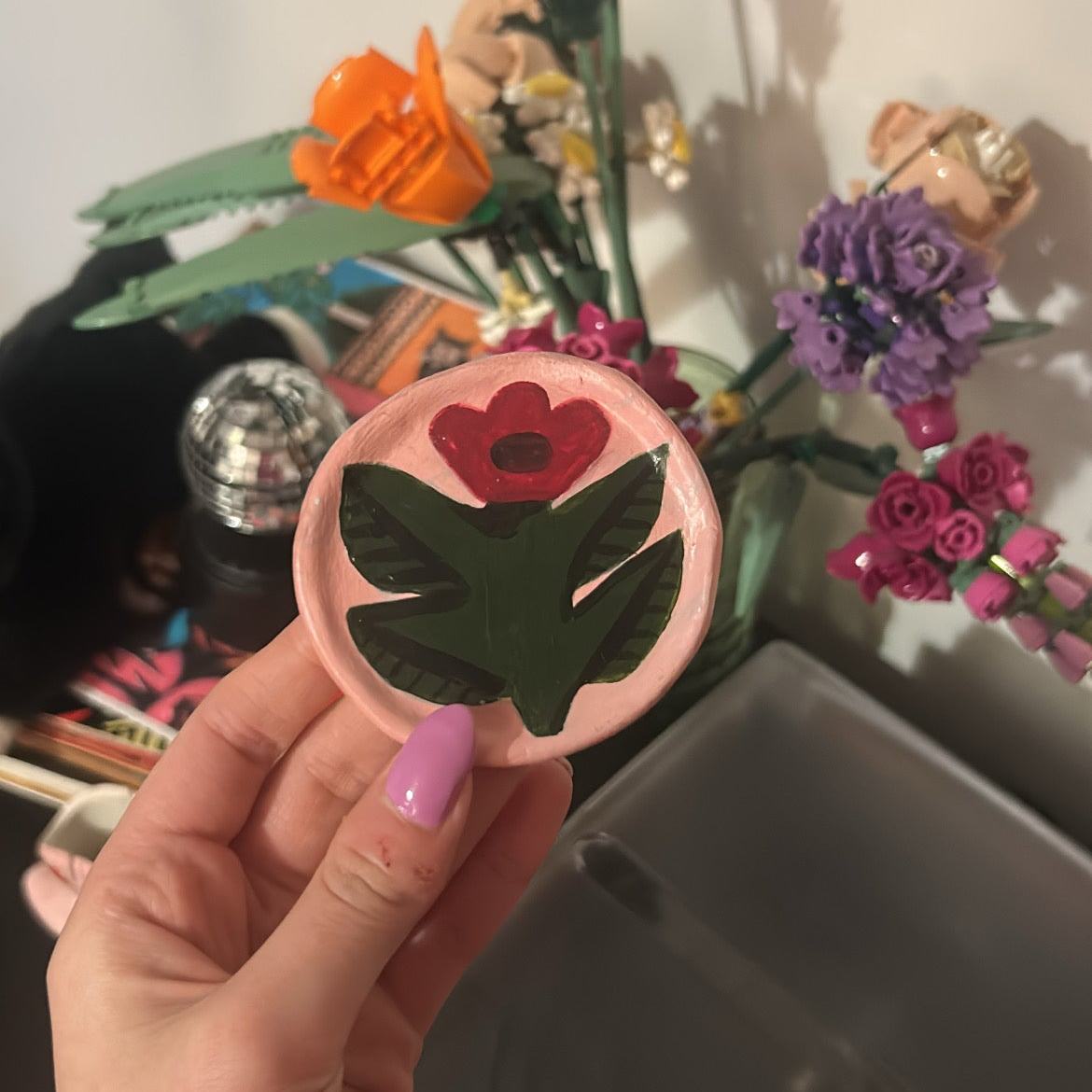Red Flower - Clay Trinket