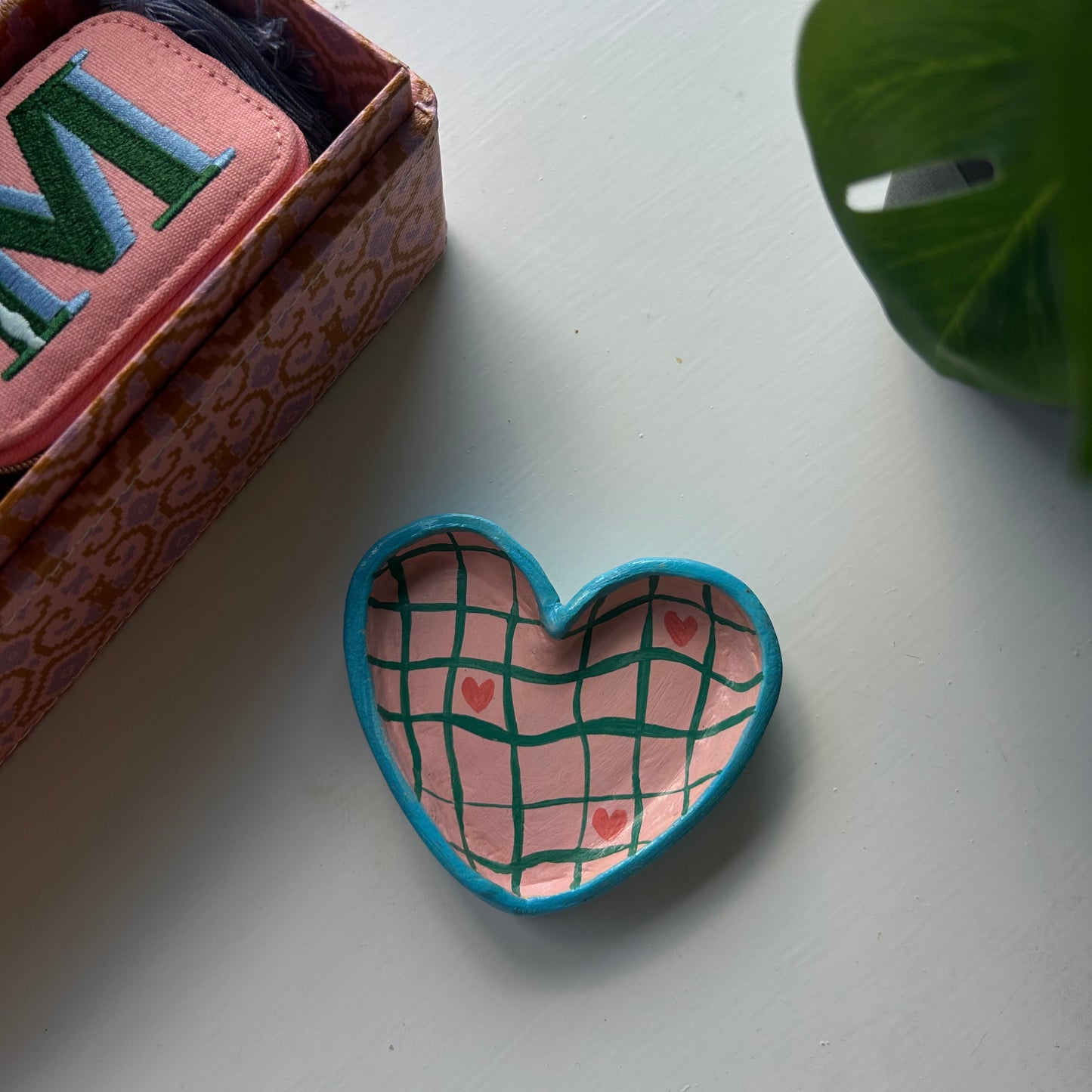 Checkered Heart - Clay Trinket