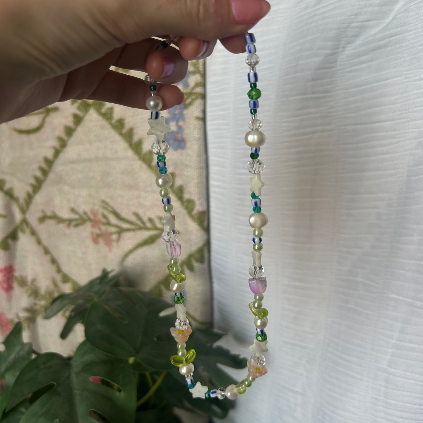 Peach & Purple Chunky Flower Star Necklace