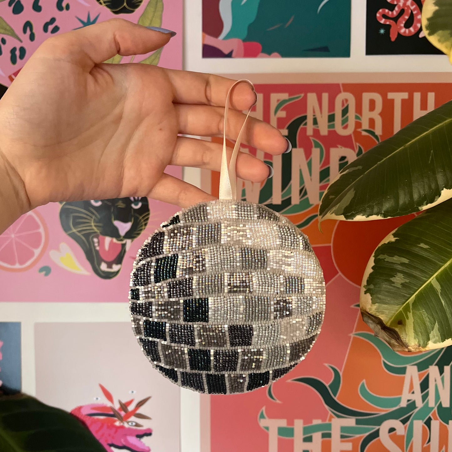Beaded Disco Ball Wall Hanging