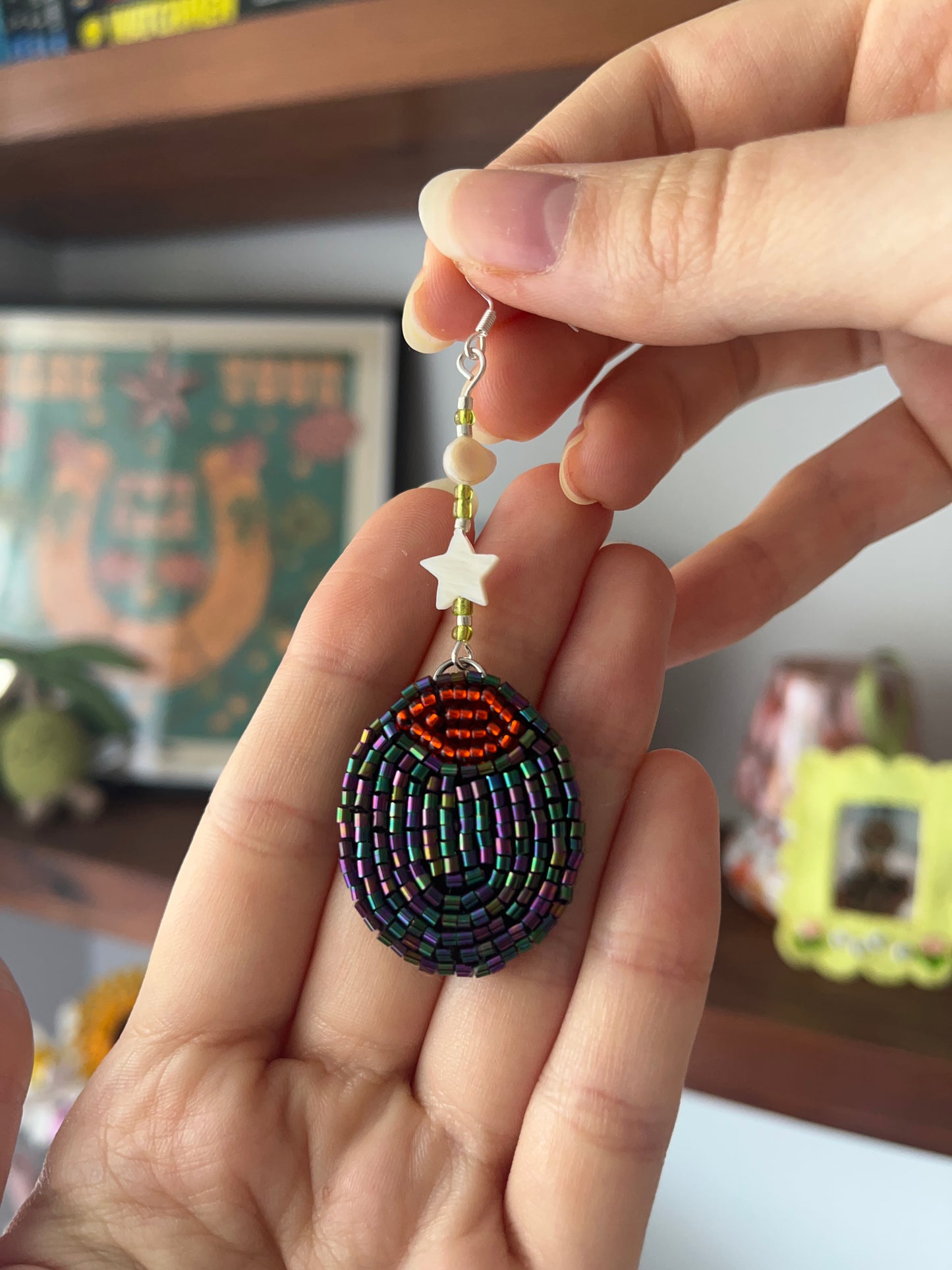 Beaded Black Olive Earrings