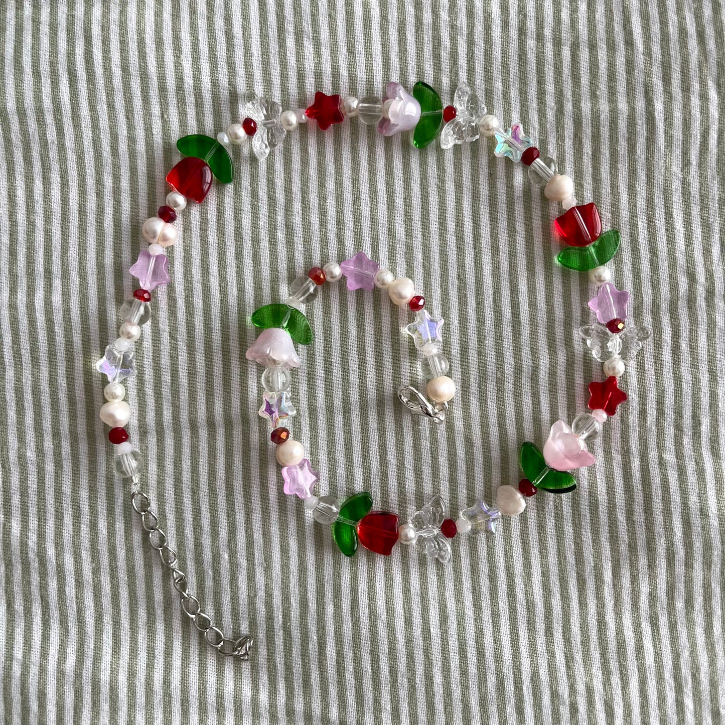 Pink & Red Chunky Flower Necklace