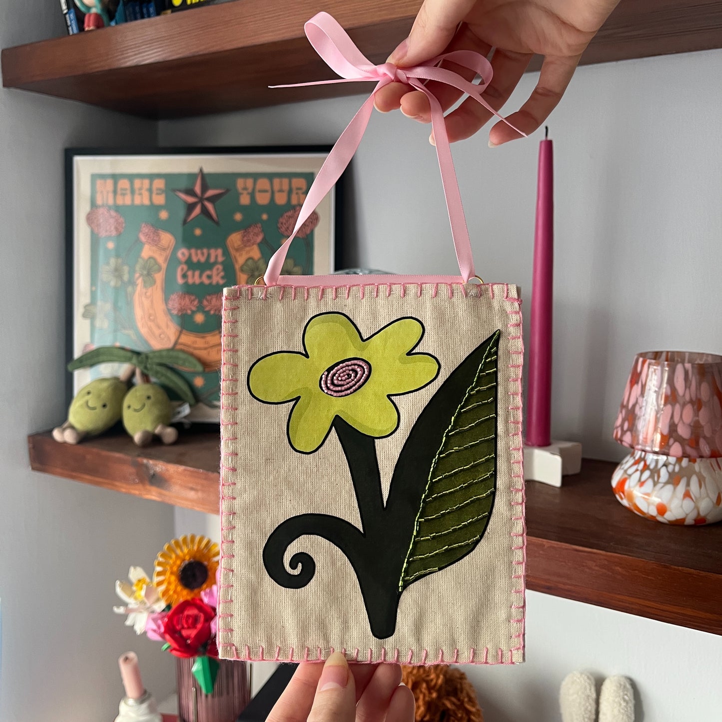 Yellow Flower Beaded Hanging
