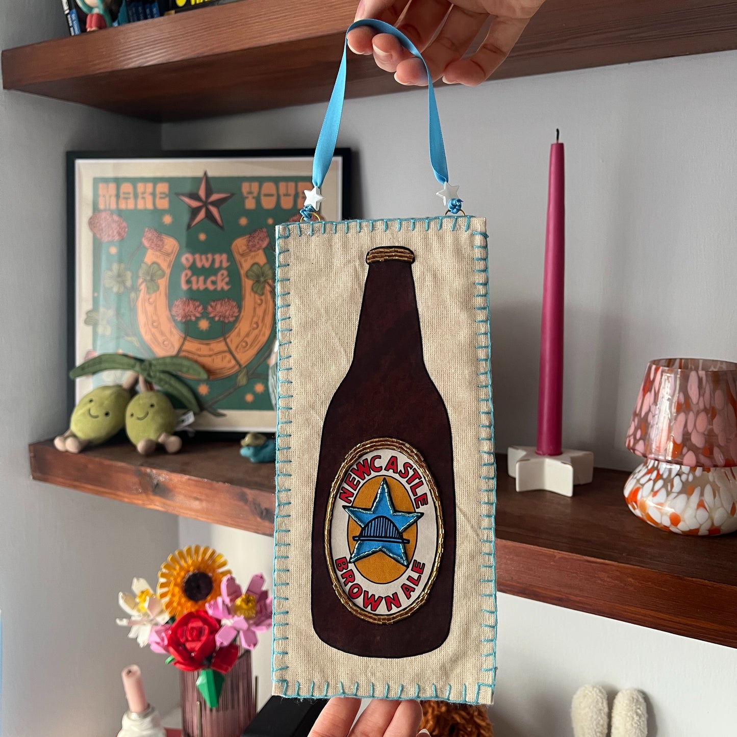 Newcastle Brown Ale Beaded Hanging