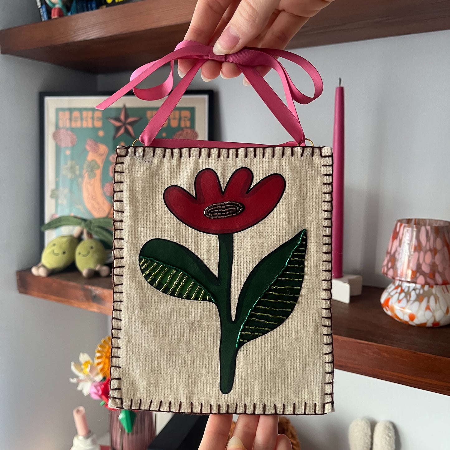 Red Flower Beaded Hanging