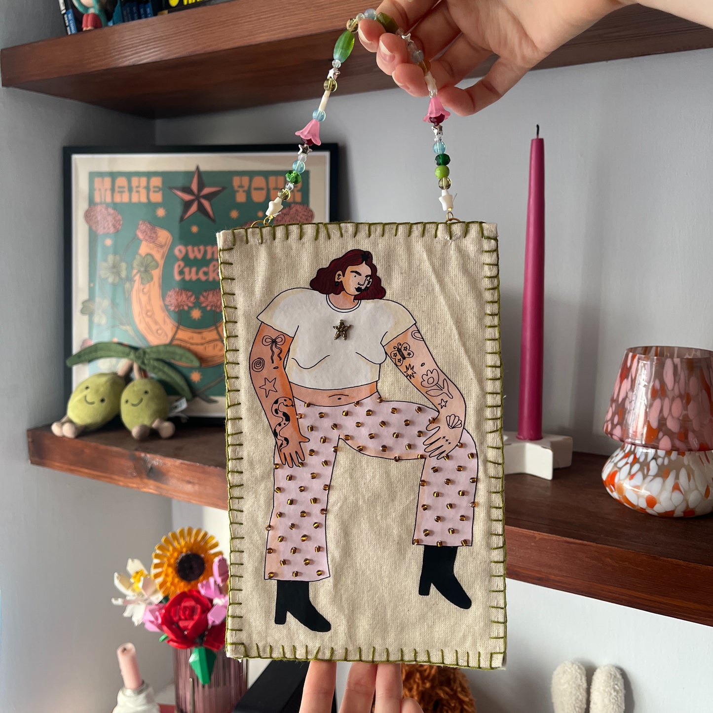 Tattoo Girl Beaded Hanging