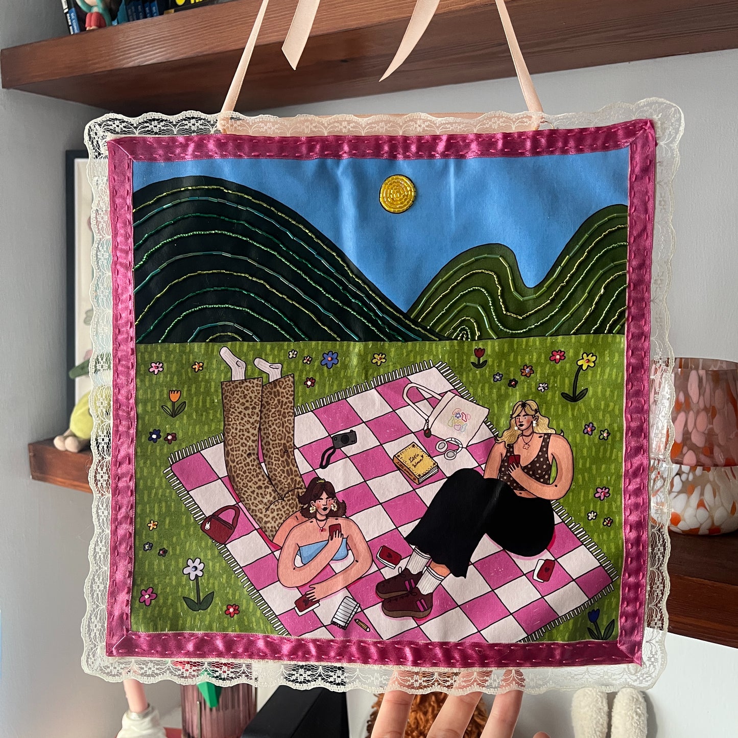 Picnic Girls Beaded Hanging