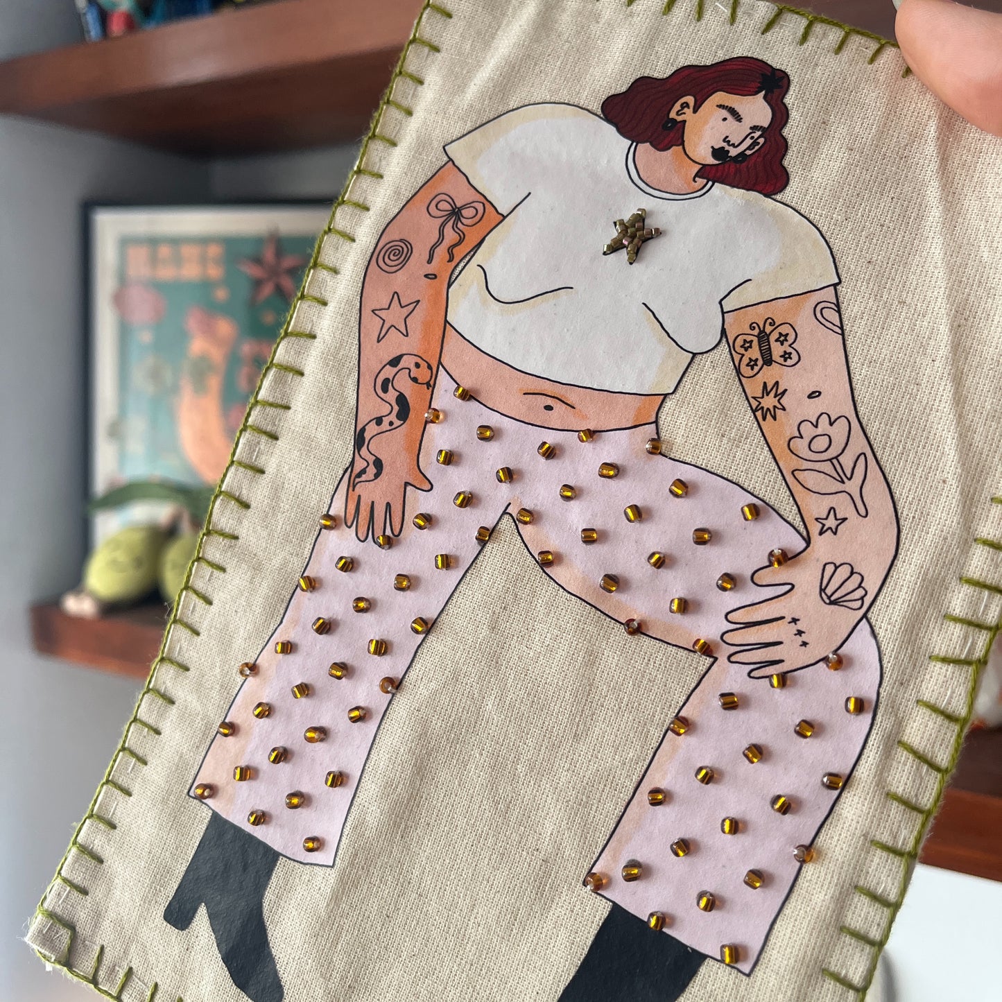 Tattoo Girl Beaded Hanging
