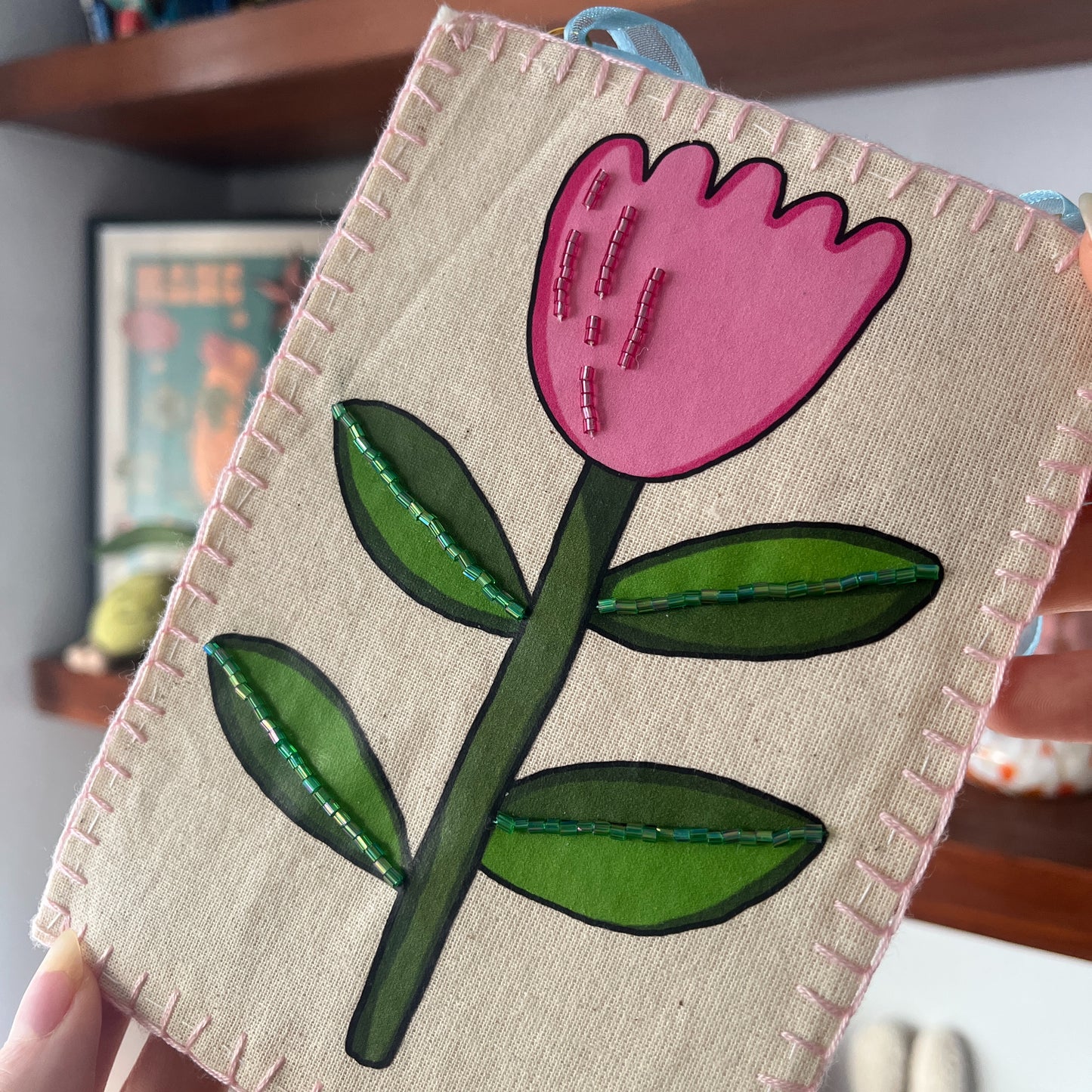 Pink Flower Beaded Hanging