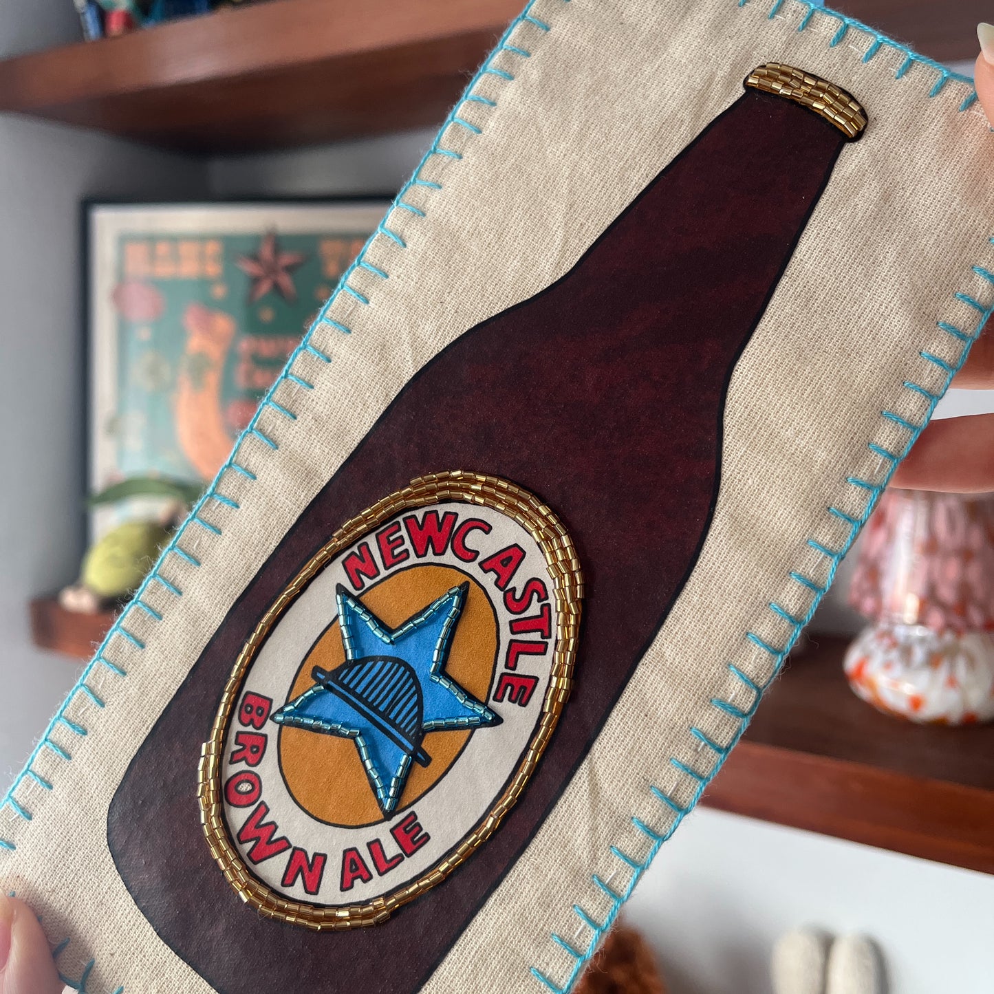 Newcastle Brown Ale Beaded Hanging