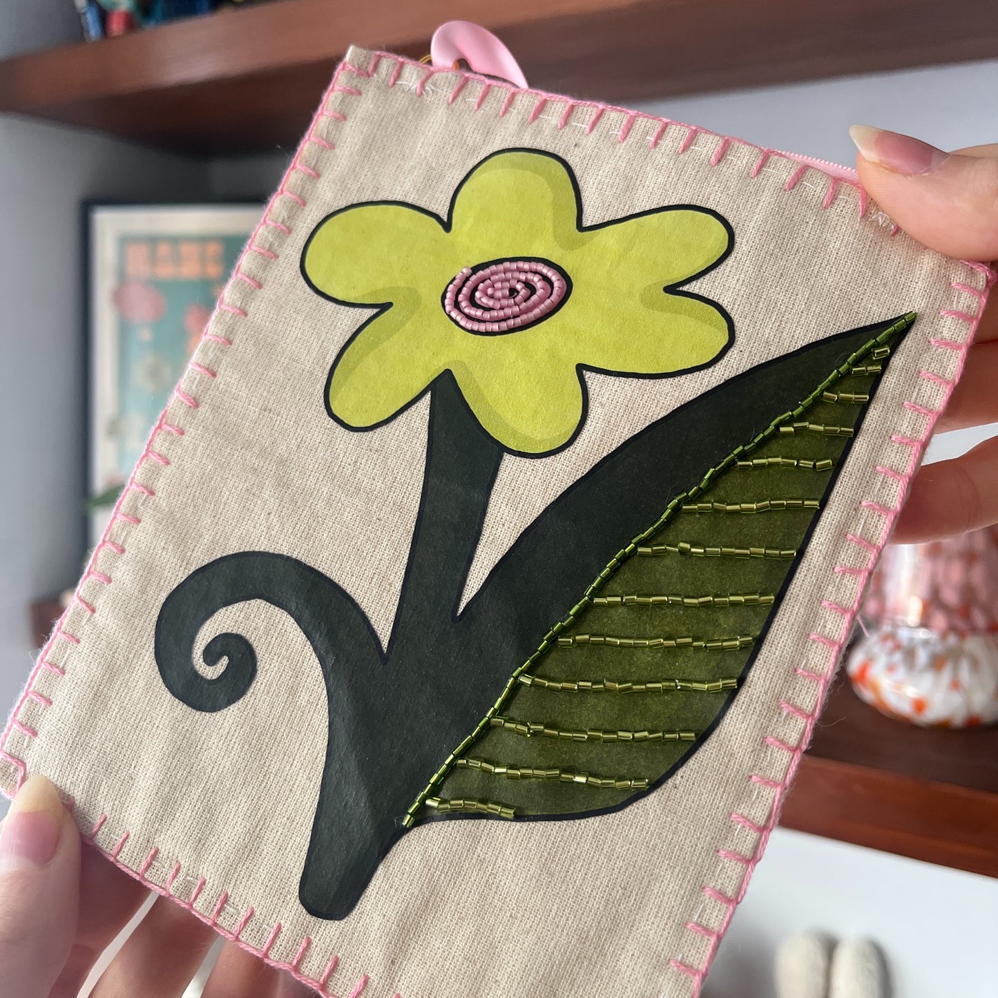 Yellow Flower Beaded Hanging