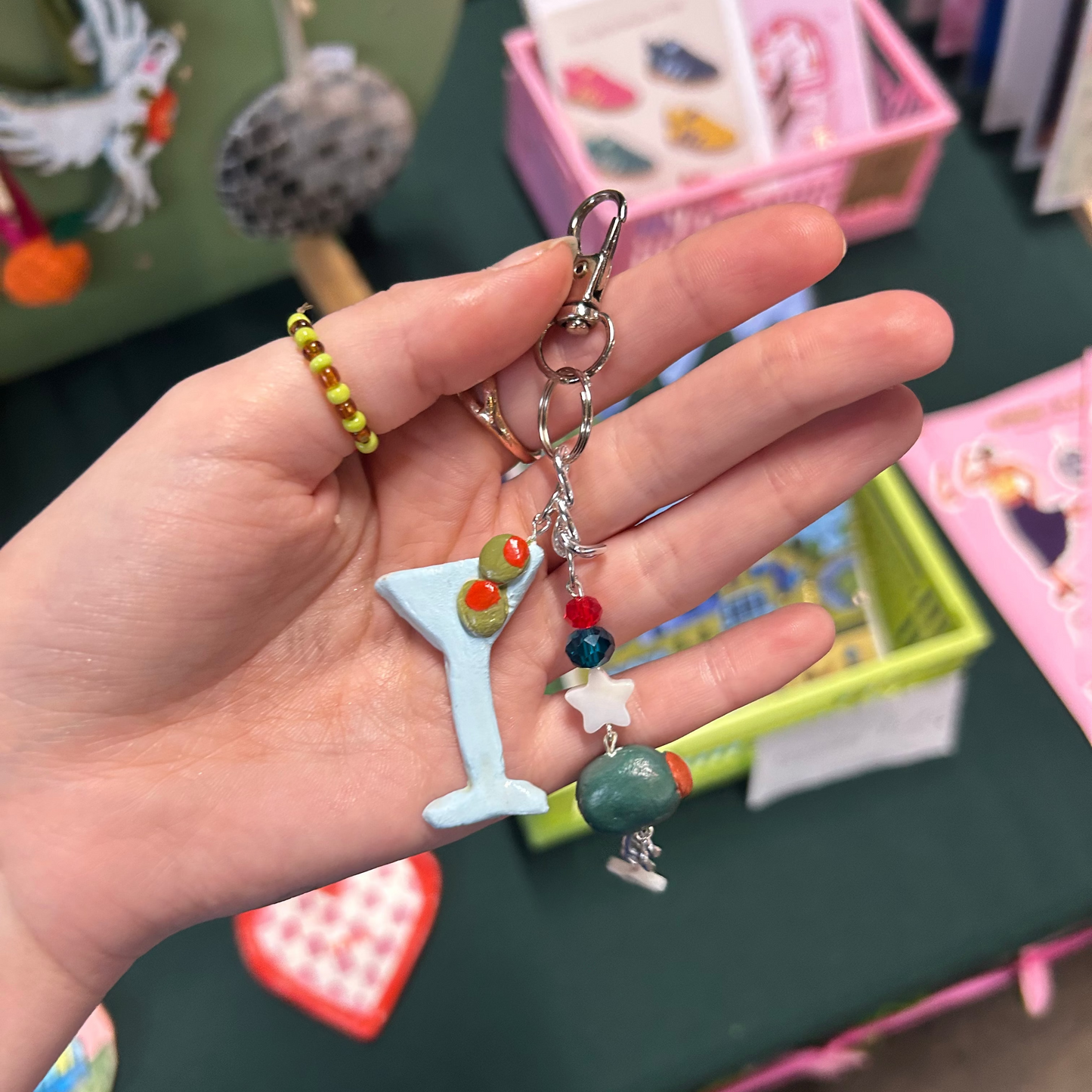 Martini & Olive Clay Bag Charm