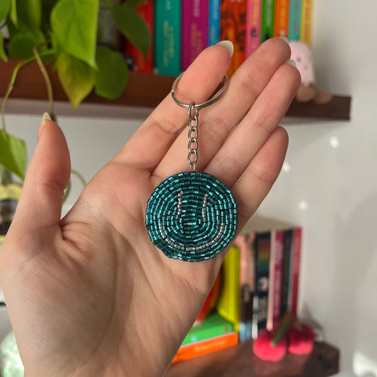 Blue Smile Beaded Keyring