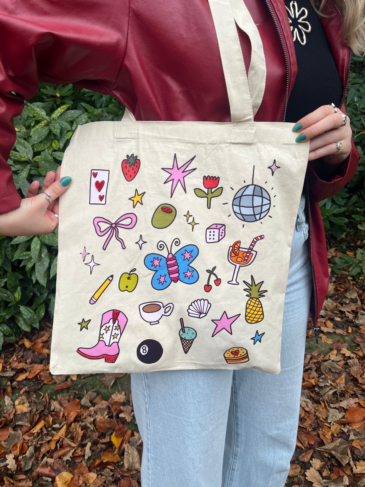MADE TO ORDER - Beaded Doodle Tote Bag