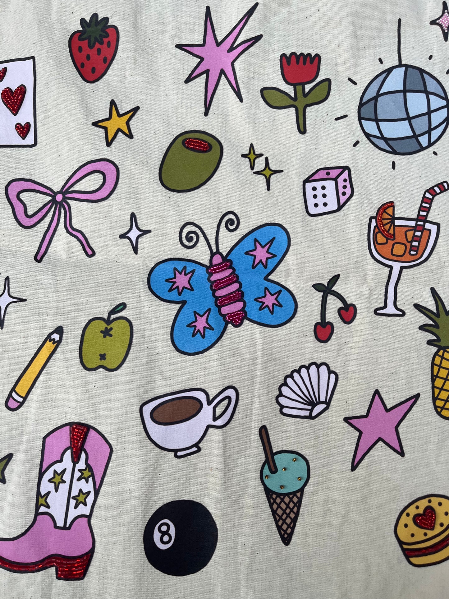 MADE TO ORDER - Beaded Doodle Tote Bag