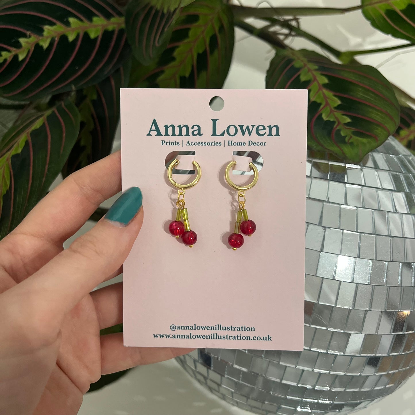 Mini Glass Cherry Huggie Earrings