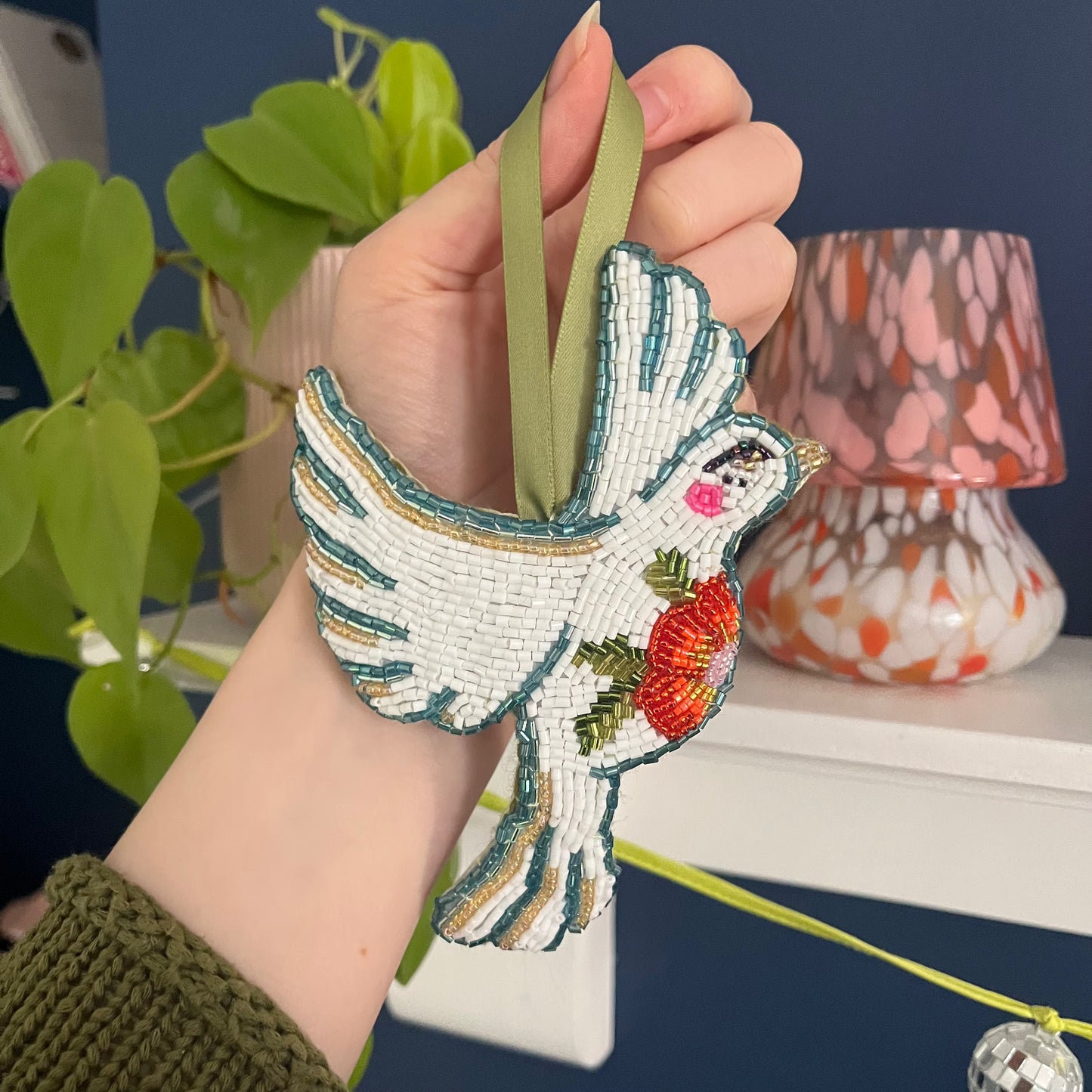 Beaded Dove Wall Hanging